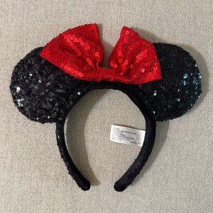 Authentic Disney Black & Red Sequin Headband/Ears